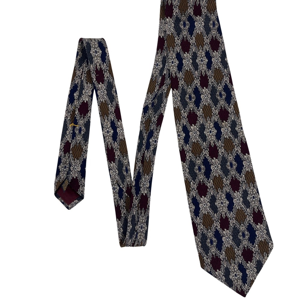 XMI Nordstrom Geometric Medallion Necktie Mens Multi-Color Excellent Silk 59 x 4